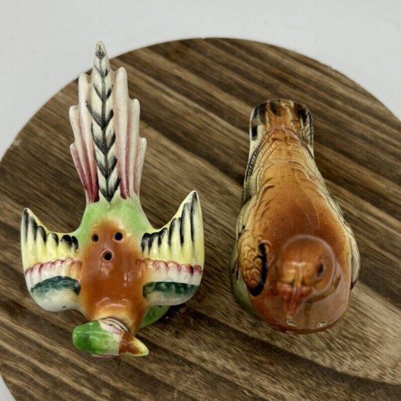 Vintage Set Pair Pheasant Salt Pepper Shaker Birds Japan Cottage Core Farm House - Picture 6 of 9